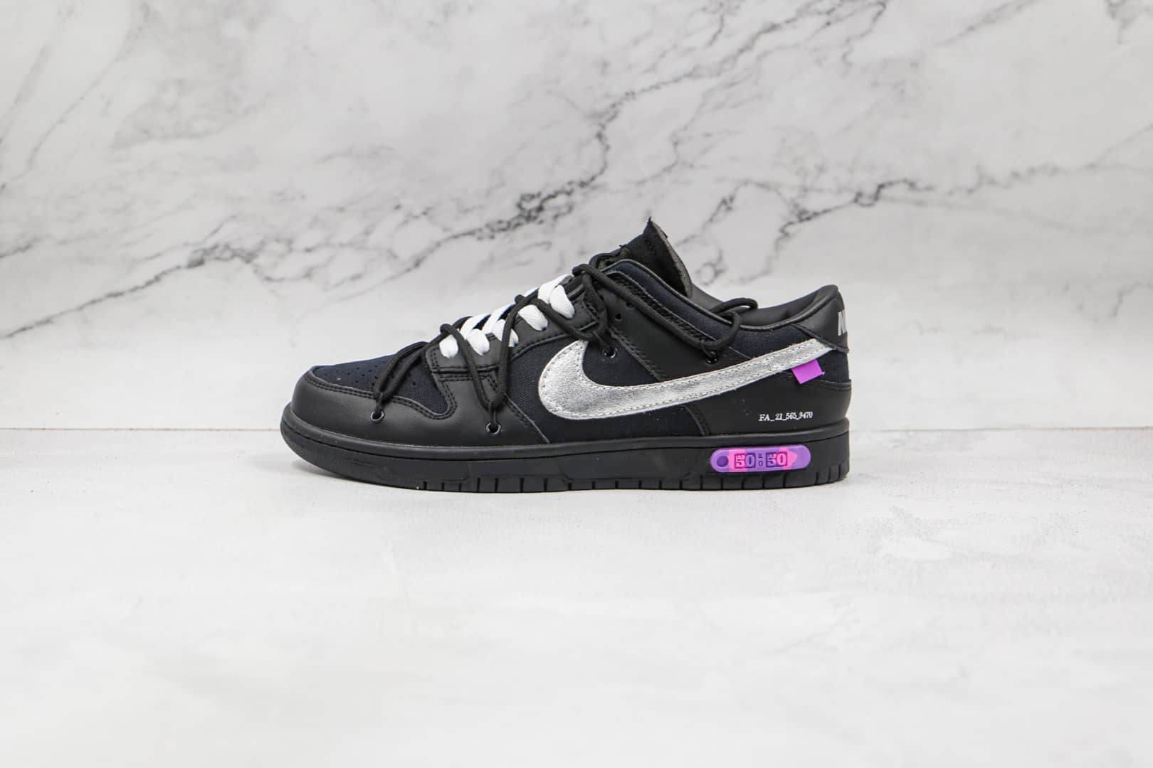 耐克Off-White x Nike Dunk Low “The 50”公司级版本OW联名Dunk低帮板鞋黑紫色原盒原标 (ID:69033) - 图片1