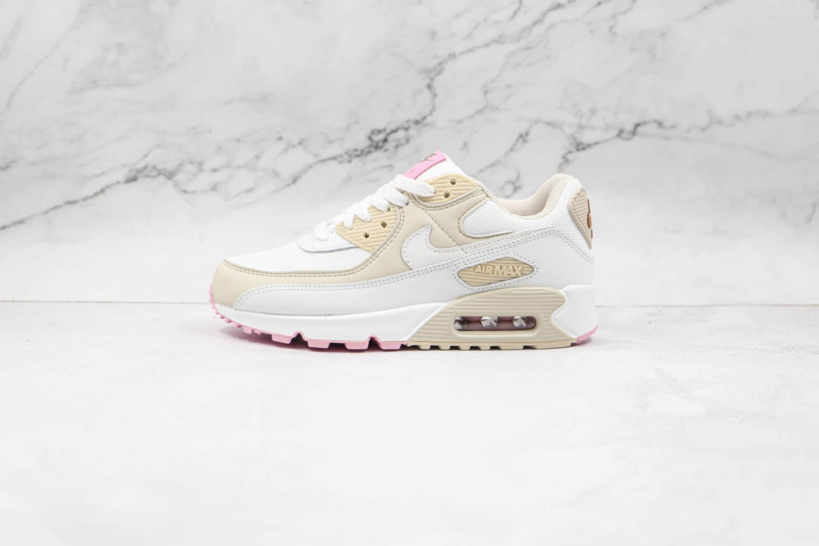 耐克Nike Air Max 90纯原版本复古Max90粉白奶昔配色气垫鞋原楦头纸板打造 (ID:69301) - 图片1