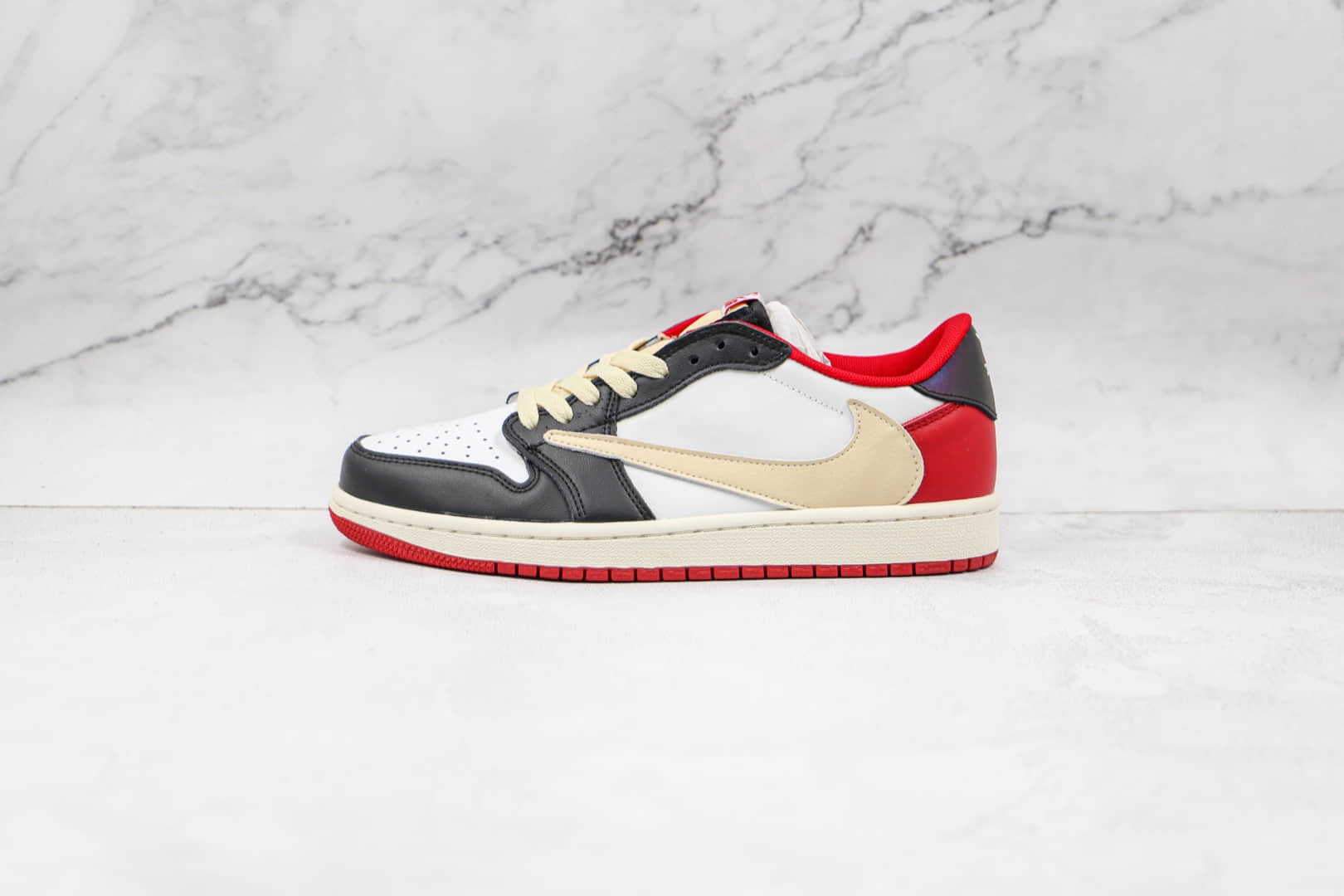 乔丹Air Jordan 1 x Fragment x Travis Scott联名款公司级版本低帮AJ1白红色倒勾板鞋原档案数据开发 货号:CQ4278-088