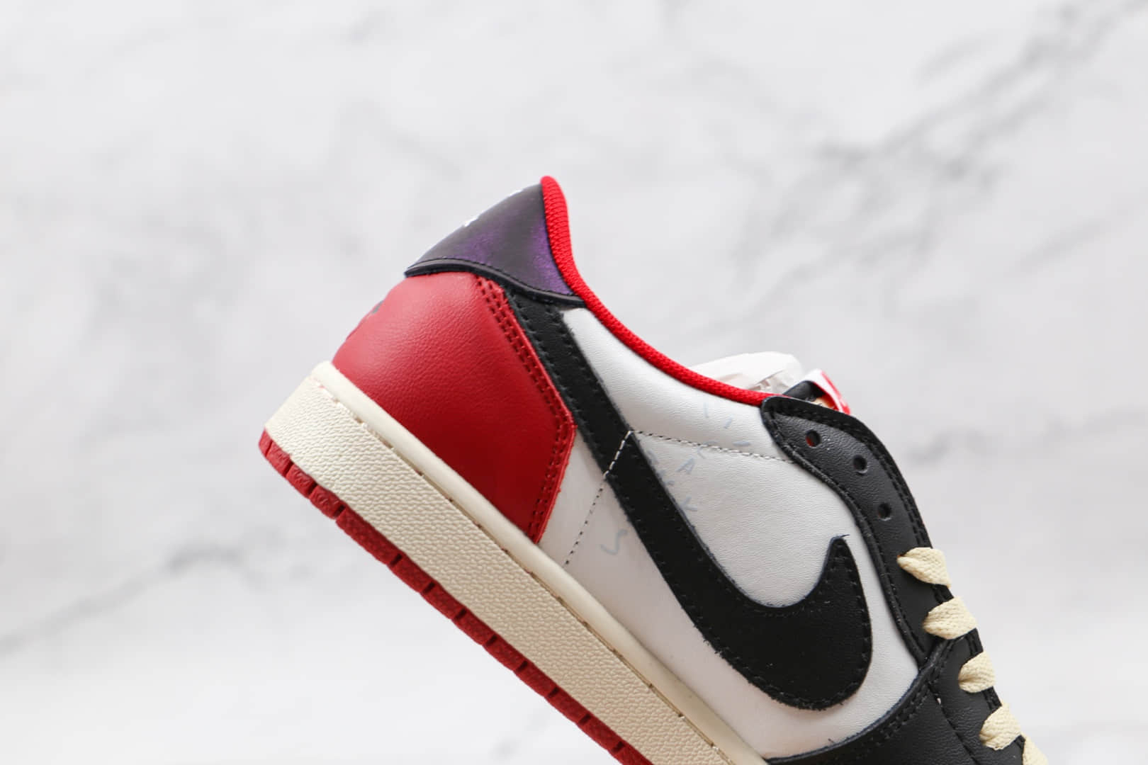 乔丹Air Jordan 1 x Fragment x Travis Scott联名款公司级版本低帮AJ1白红色倒勾板鞋原档案数据开发 货号:CQ4278-088