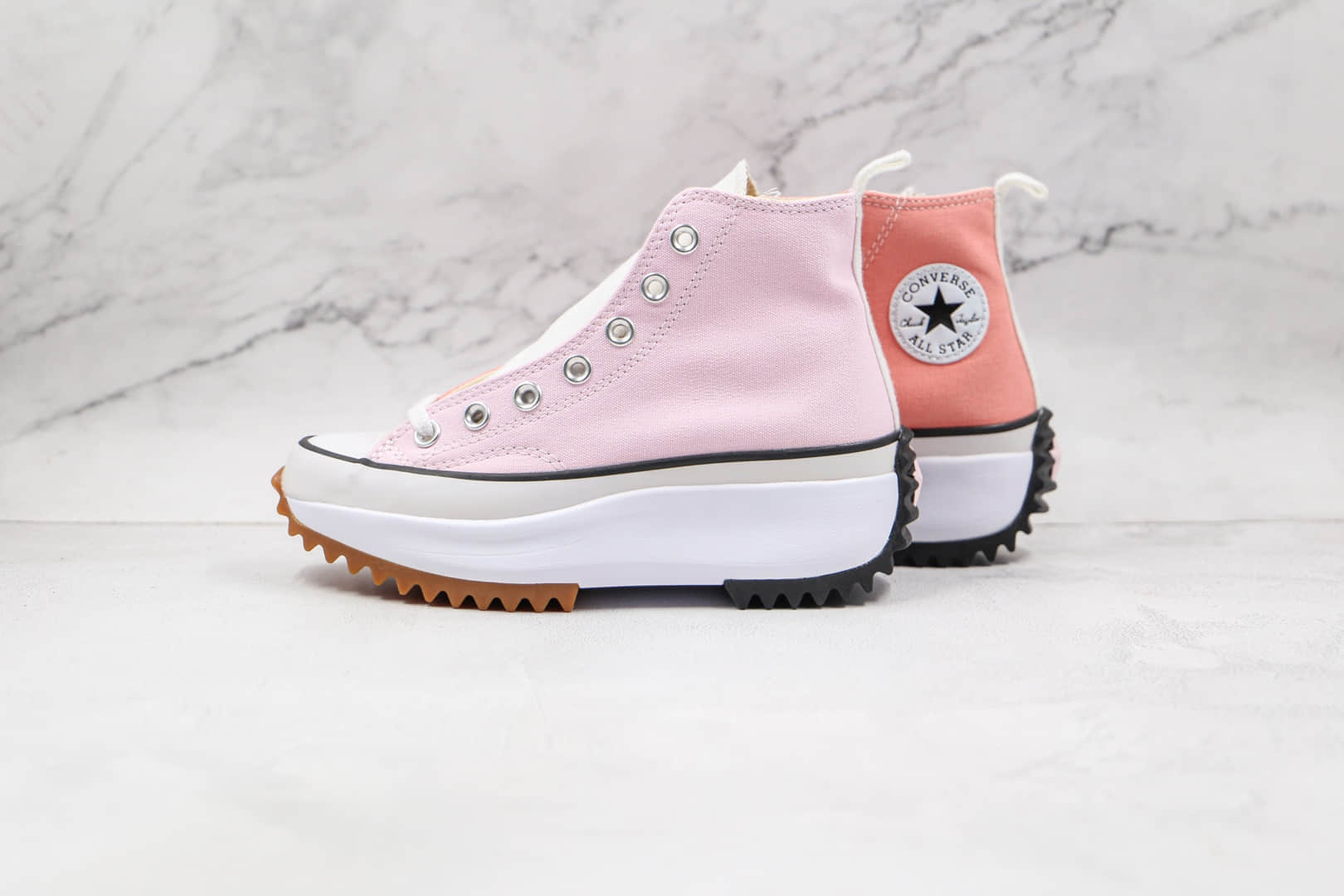 匡威CONVERSE Run Star Hike公司级版本厚底锯齿粉蜜桃拼接鸳鸯帆布鞋原楦头纸板打造 货号:170968C