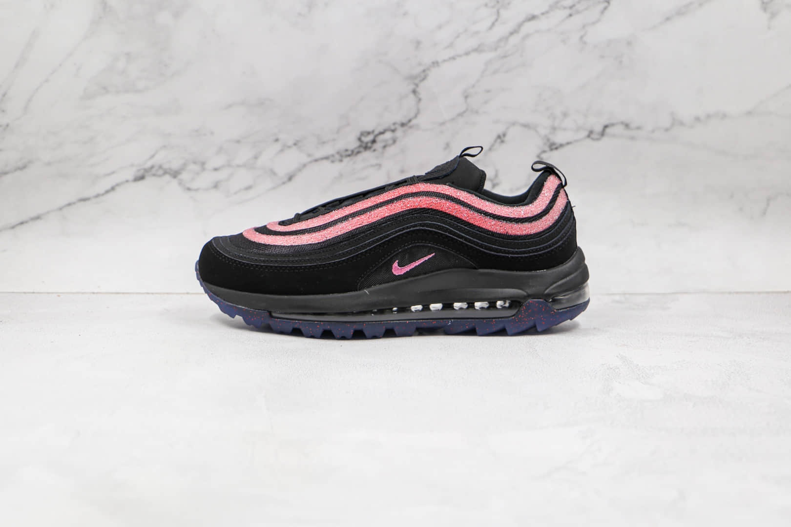 耐克Nike Golf Air Max 97纯原版本高尔夫子弹头Max97黑粉色气垫鞋原楦头纸板打造 货号:DB4698-001