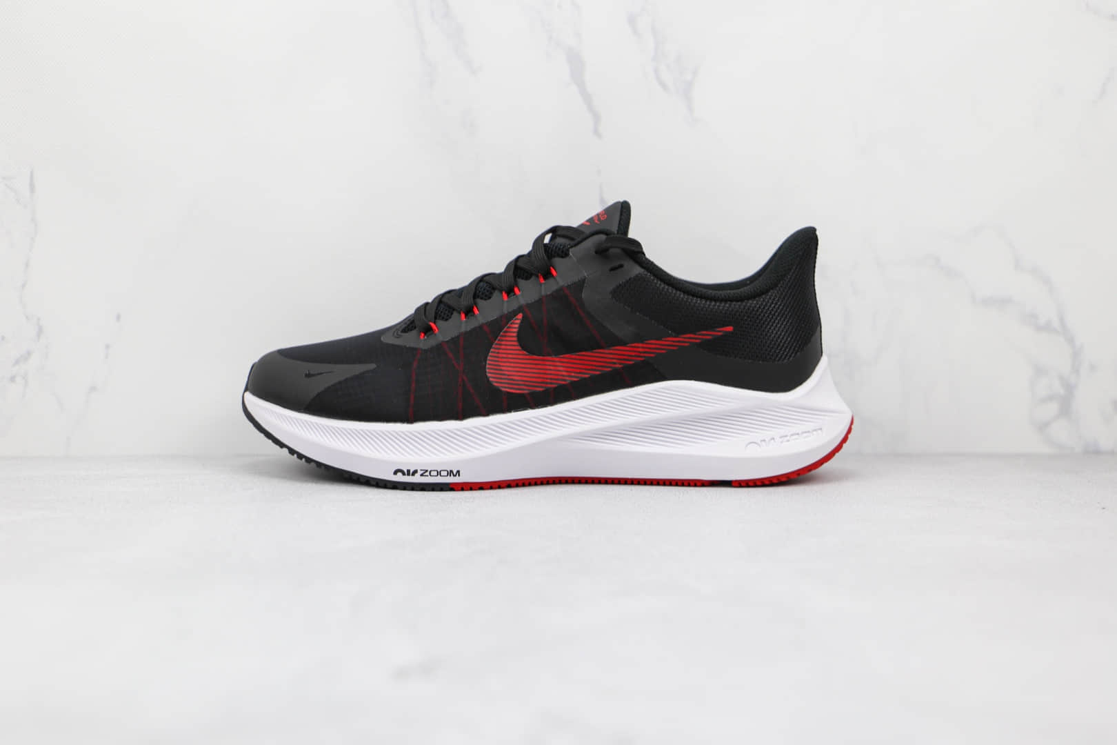 耐克Nike Winflo 8纯原版本温弗罗八代黑红色线条慢跑鞋原楦头纸板打造 货号:CW3419-003