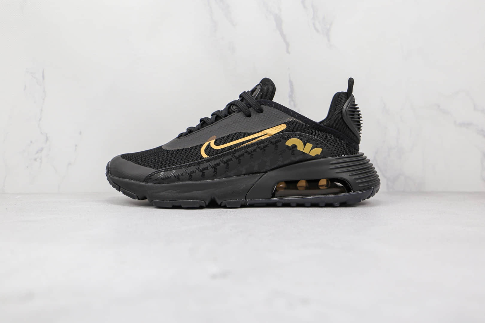 耐克Nike Air Max 2090纯原版本网面黑金色Max2090气垫鞋原档案数据开发 (ID:70506) - 图片1