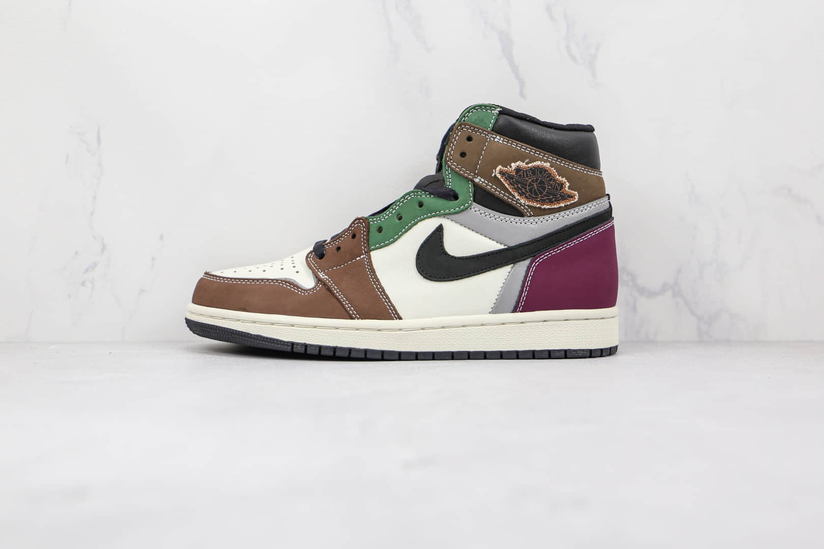 乔丹Air Jordan 1 High OG Hand Crafted纯原版本高帮AJ1彩色拼接白棕黑紫绿3M反光板鞋原档案数据开发 (ID:70593) - 图片1