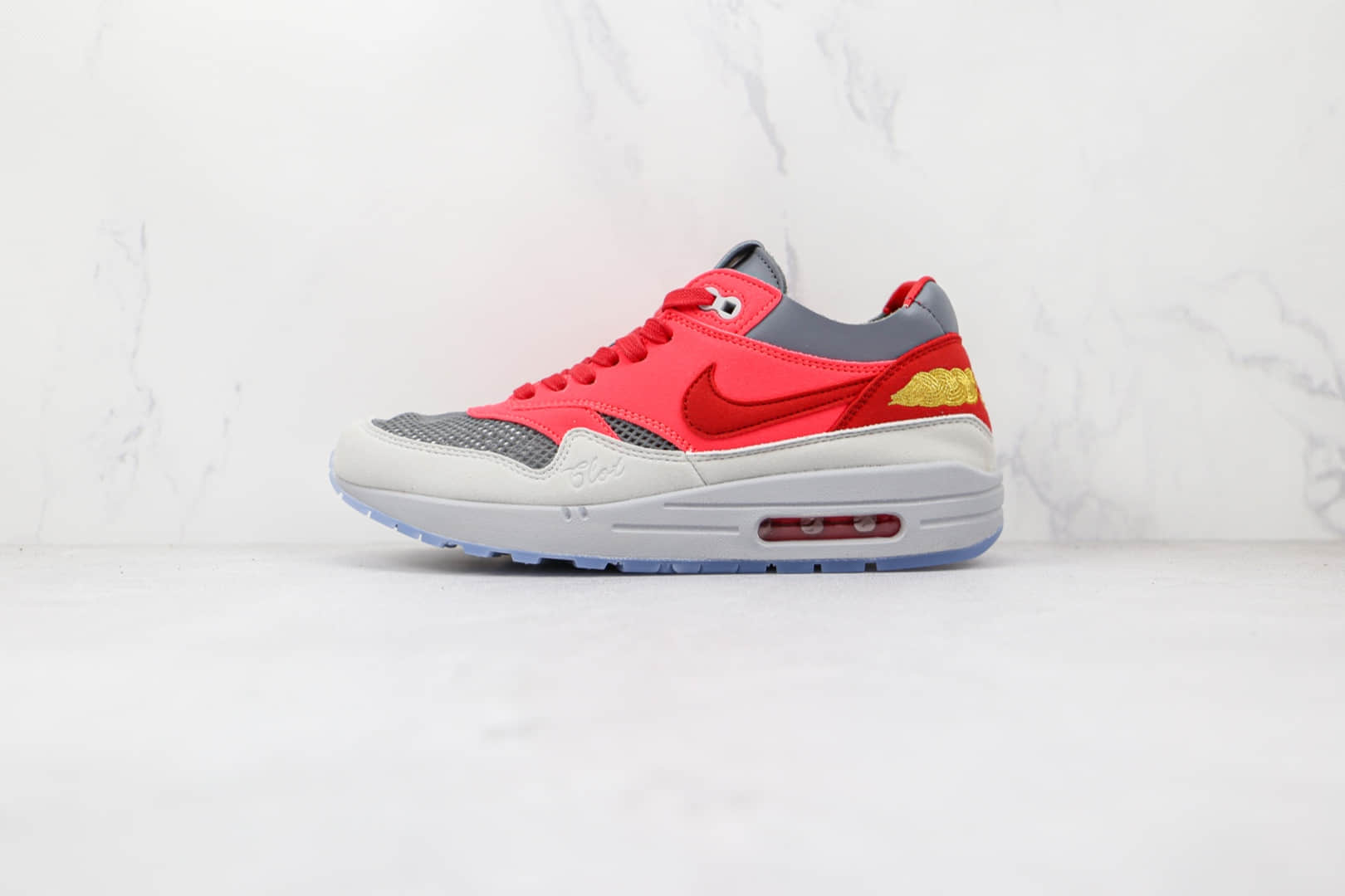 耐克Nike Air Max 1 Kiss of Death x CLOT联名款纯原版本死亡之吻3.0太阳灰红运动鞋原楦头纸板打造 (ID:71089) - 图片1