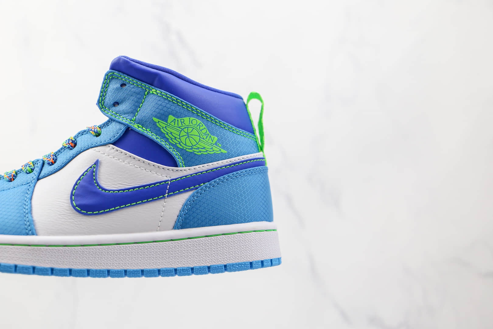 乔丹Air Jordan 1 Mid GS纯原版本中帮AJ1白蓝绿色篮球鞋原档案数据开发 货号:DA8010-400