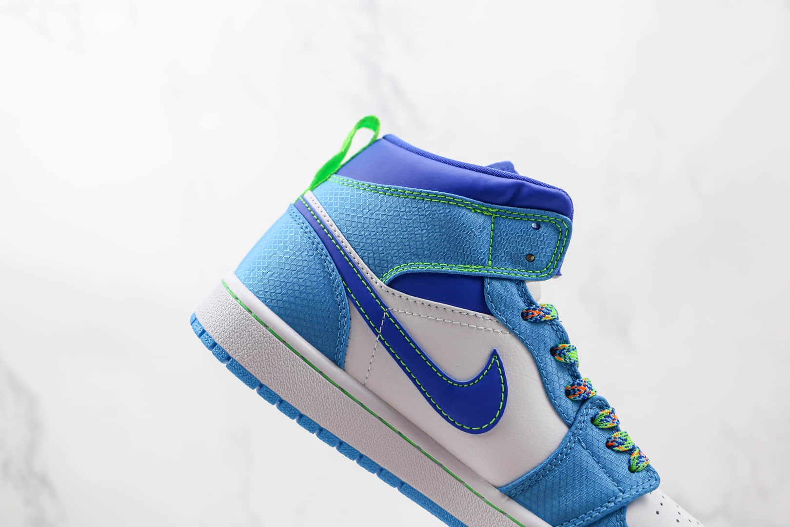 乔丹Air Jordan 1 Mid GS纯原版本中帮AJ1白蓝绿色篮球鞋原档案数据开发 货号:DA8010-400