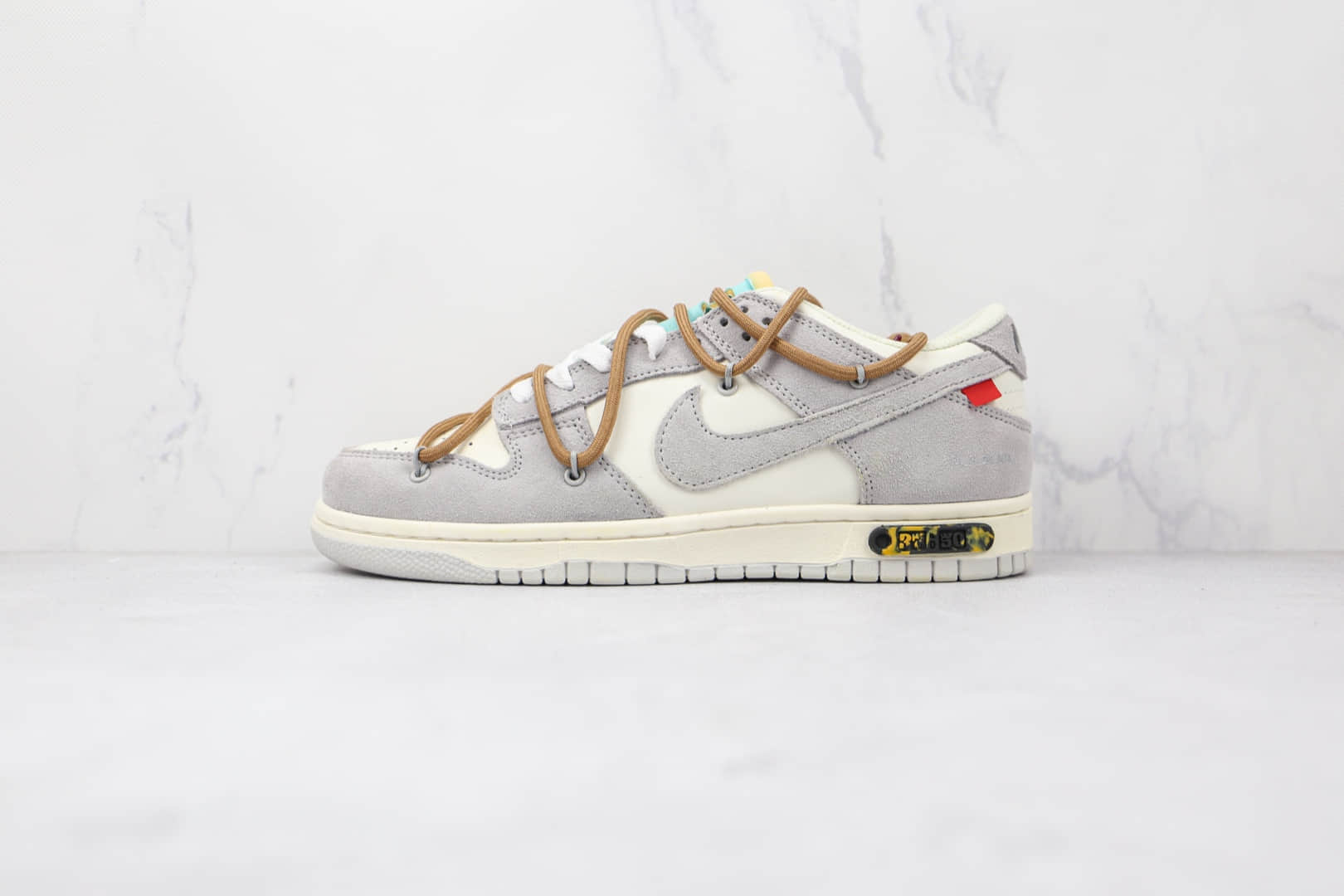 耐克Nike Dunk Low 50 x Off-White联名款纯原版本低帮DUNK麂皮绒面灰白褐色板鞋原档案数据开发 (ID:71418) - 图片1