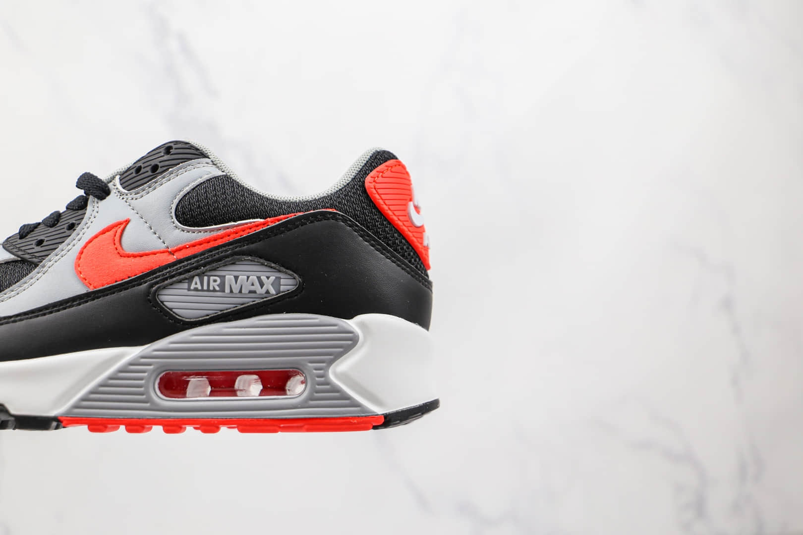 耐克Nike Air Max 90纯原版本黑灰红色Max90气垫鞋原档案数据开发 货号:CZ4222-001