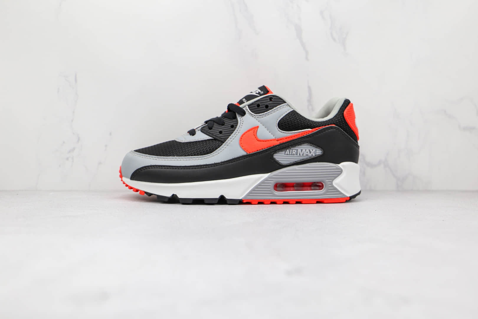 耐克Nike Air Max 90纯原版本黑灰红色Max90气垫鞋原档案数据开发 货号:CZ4222-001