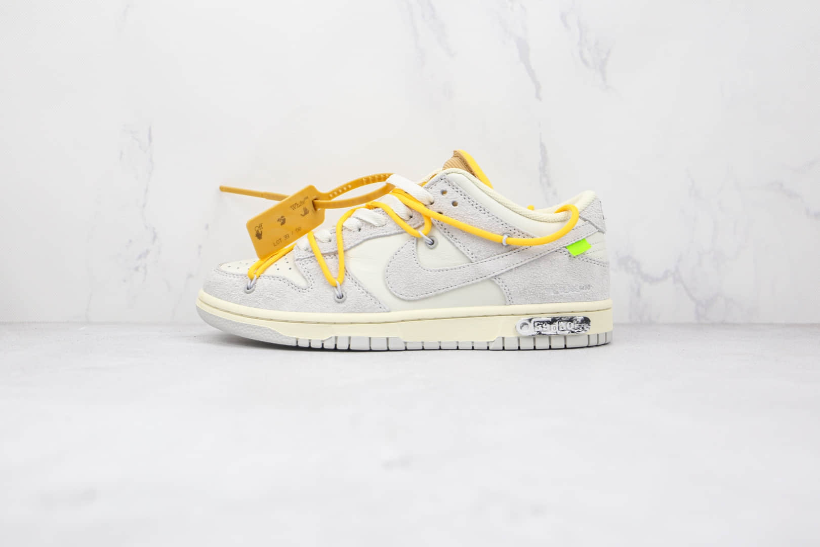 耐克Nike Dunk Low’50’ x 39 50 Off-White联名款纯原版本麂皮绒面灰白黄色板鞋原楦头纸板打造 (ID:71944) - 图片1