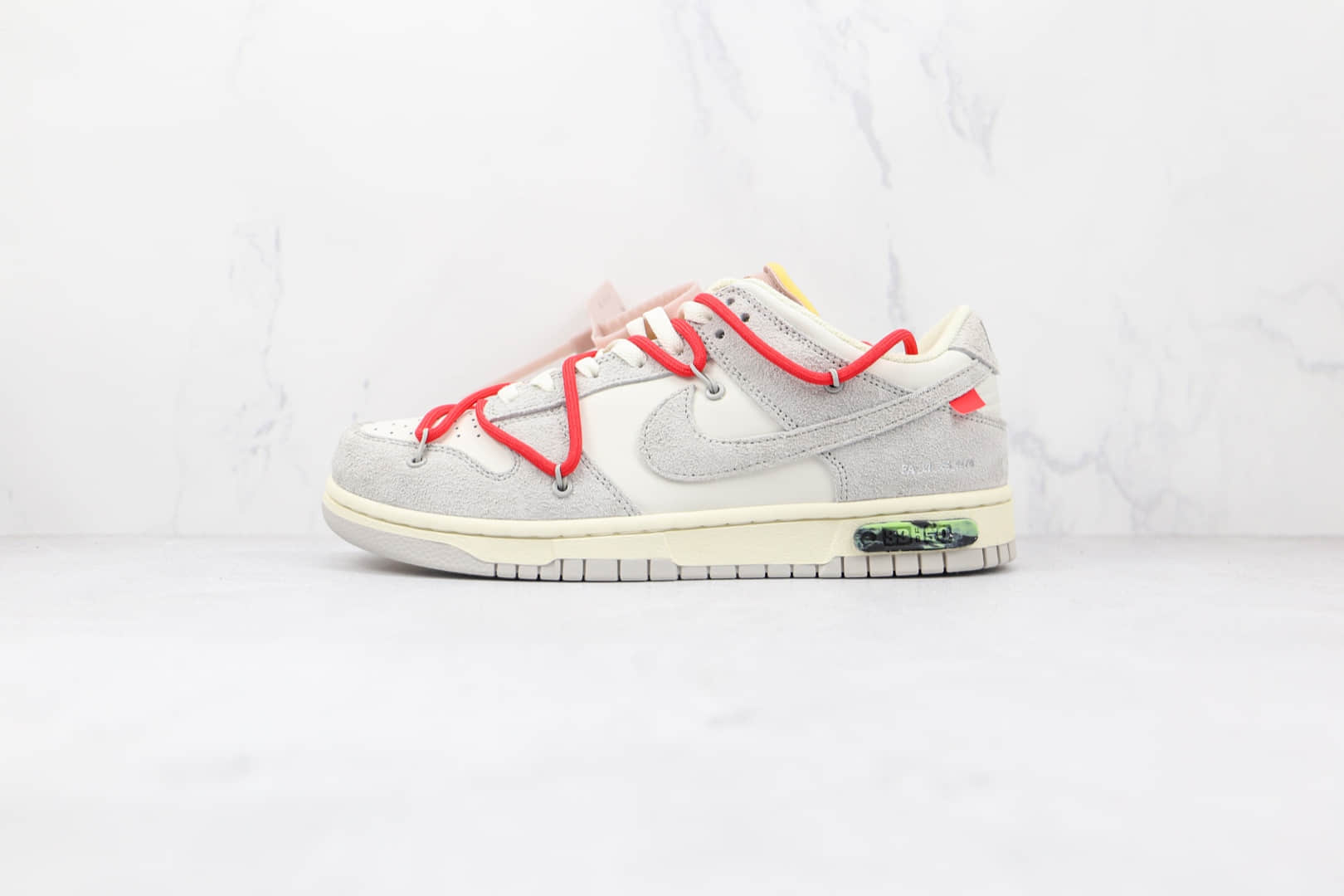 耐克Nike Dunk Low 50 x Off White联名款纯原版本低帮DUNK灰白红色麂皮黑标板鞋原盒原标 (ID:72142) - 图片1