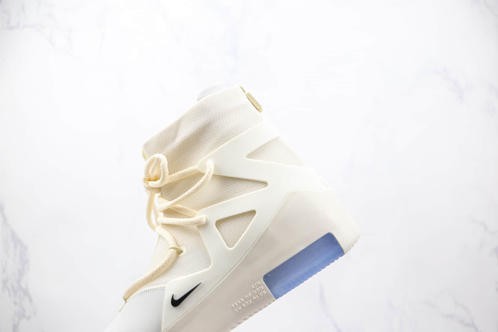 耐克Nike Air Fear of God 1 String The Question x FOG联名款纯原版本高帮网面白蓝淡蓝色拉链款高街鞋原盒原标原档案数据开发 货号:AR4237-100