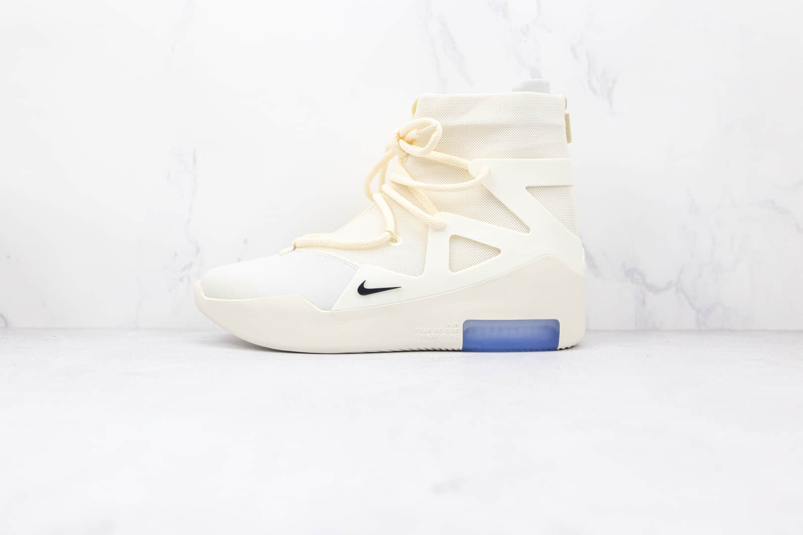 耐克Nike Air Fear of God 1 String The Question x FOG联名款纯原版本高帮网面白蓝淡蓝色拉链款高街鞋原盒原标原档案数据开发 货号:AR4237-100