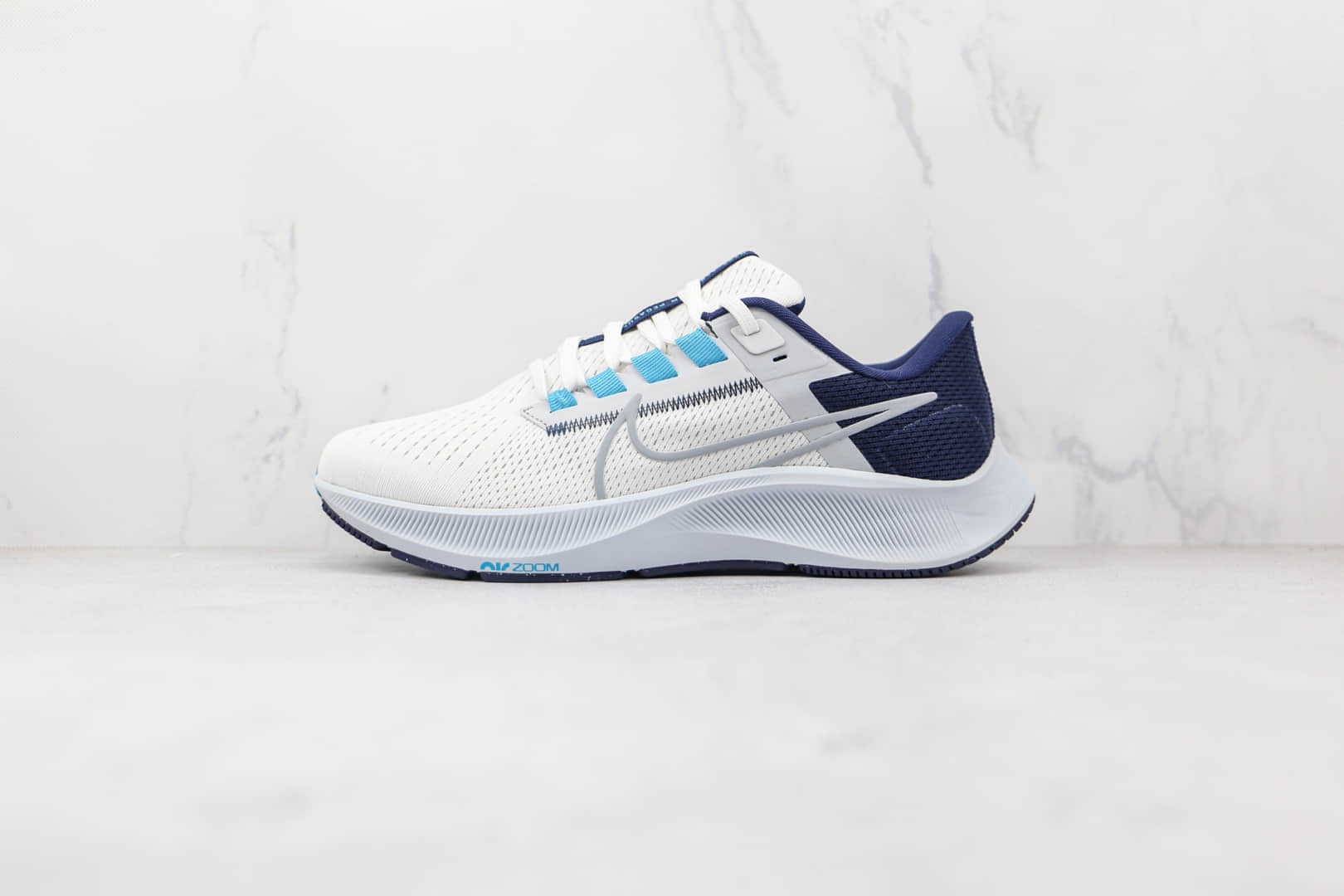 耐克Nike Air Zoom Pegasus 38纯原版本登月38代白深蓝色针织透气慢跑鞋原楦头纸板打造 货号:CW7356-101