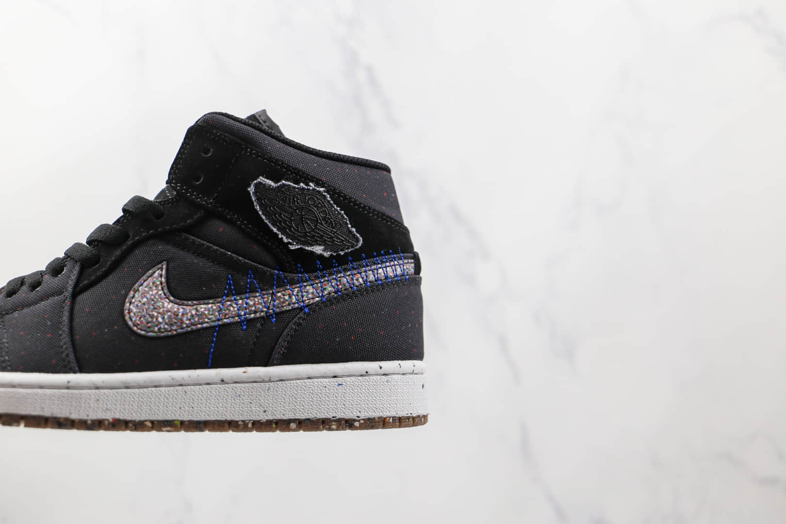 乔丹Air Jordan 1 Mid Crater纯原版本中帮AJ1再生材料黑色篮球鞋原楦头纸板打造 货号:DM3529-001