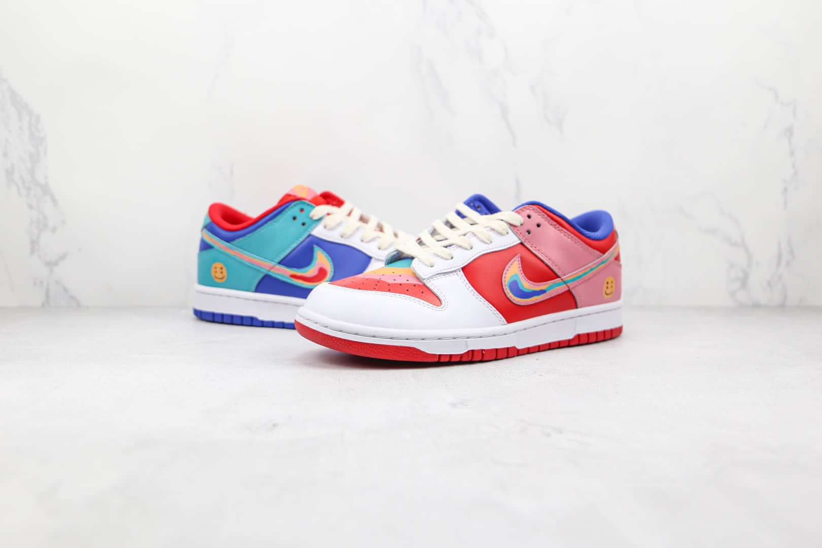 耐克Nike Dunk Low Rainbow x Cactusplantfleamarket联名款纯原版本低帮DUNK笑脸彩虹彩色拼接板鞋原楦头纸板打造 货号:LF4587-001