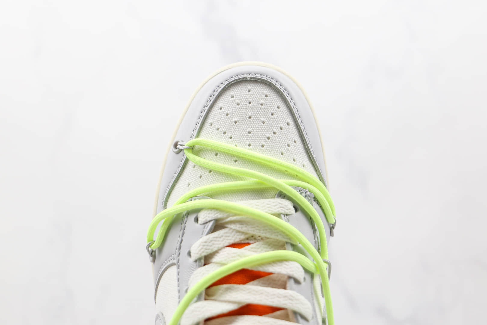 耐克Nike Dunk Low 50 x Off-White联名款纯原版本低帮DUNK皮面灰白绿色板鞋原楦头纸板打造 货号:DM1602-128