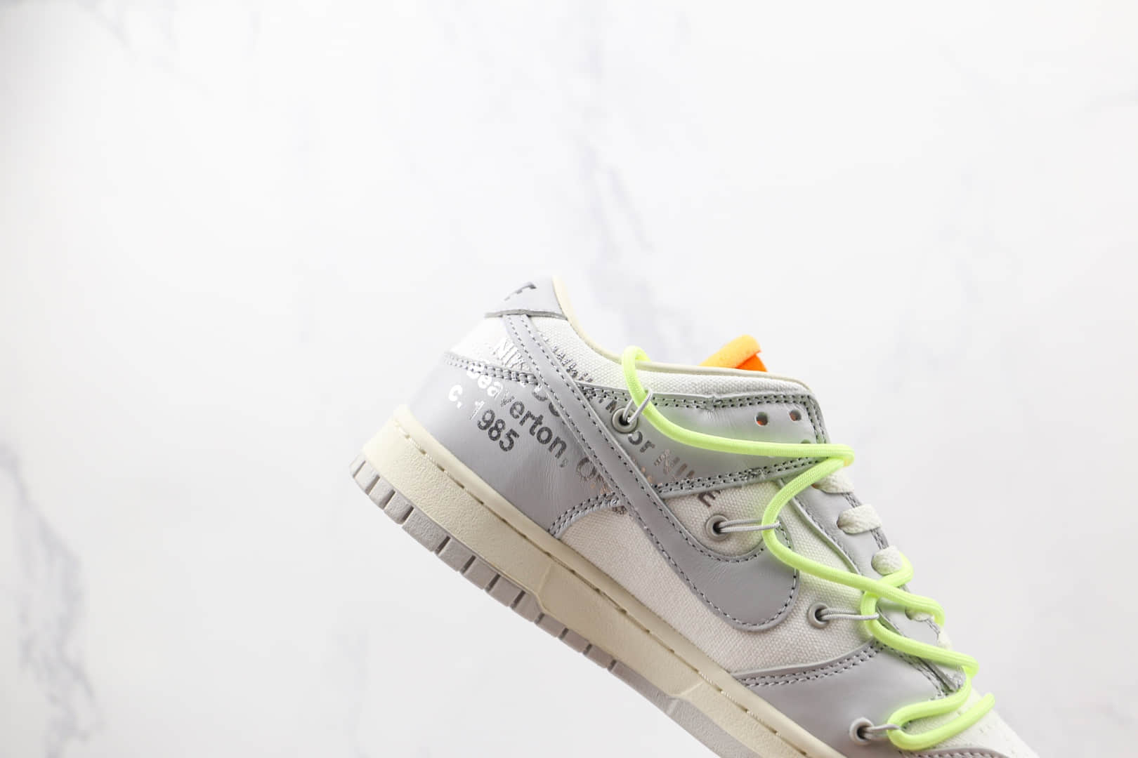 耐克Nike Dunk Low 50 x Off-White联名款纯原版本低帮DUNK皮面灰白绿色板鞋原楦头纸板打造 货号:DM1602-128