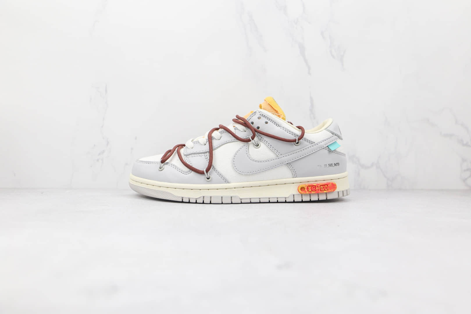 耐克Nike Dunk Low 50 x Off-White联名款纯原版本低帮OW DUNK皮面灰白褐色板鞋原盒原标 (ID:76176) - 图片1