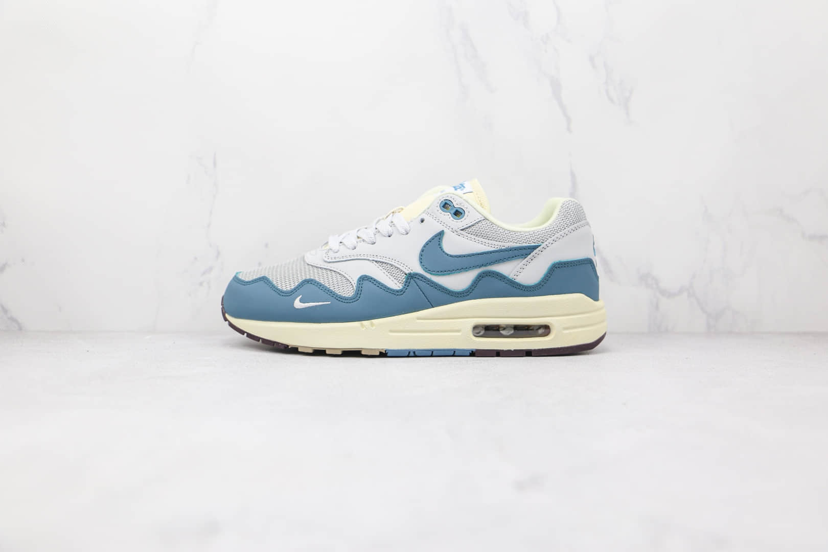 耐克Nike Air Max 1 Monarch 1 x Patta联名款纯原版本灰蓝色波浪纹气垫鞋原楦头纸板打造 (ID:76729) - 图片1
