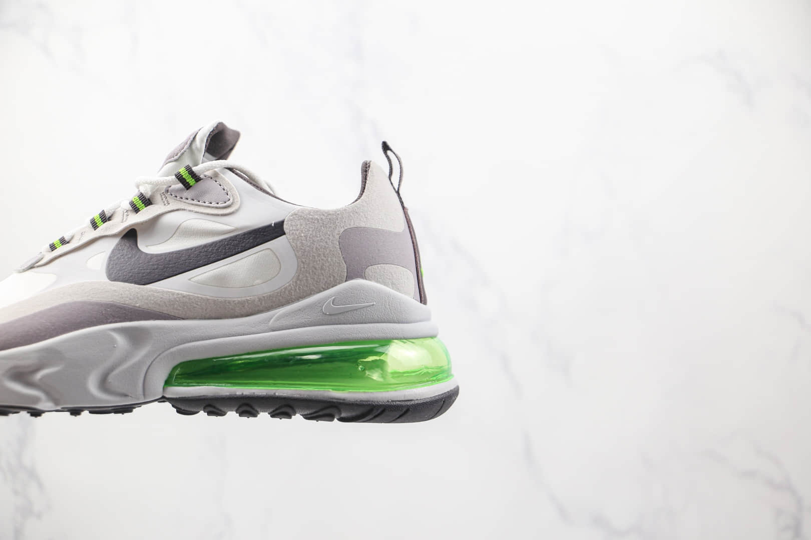 耐克Nike Air Max 270 React纯原版本白灰绿色Max270半掌气垫鞋原档案数据开发 货号:CI3866-100