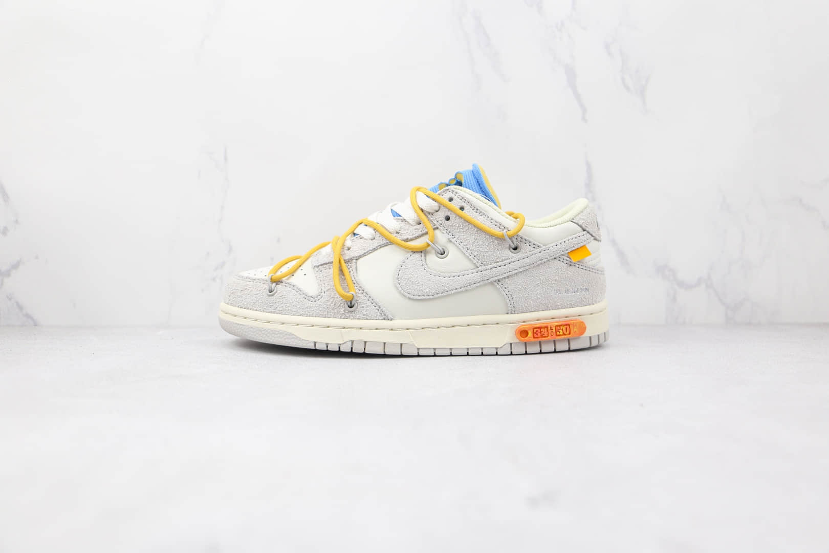 耐克Nike Dunk Low 50 x Off-White联名款纯原版本低帮SB DUNK麂皮灰白黄色橙色标板鞋原盒原标 (ID:76881) - 图片1