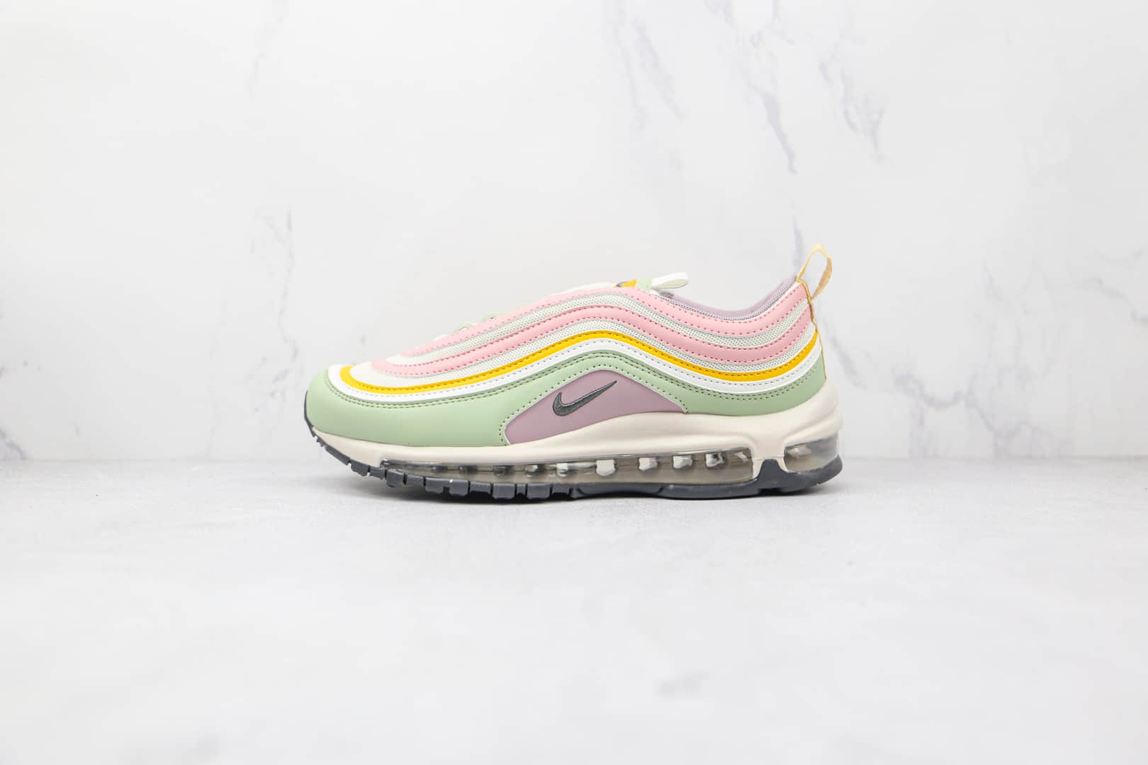 耐克Nike Air Max 97纯原版本子弹头Max97彩色拼接绿紫粉色气垫鞋原楦头纸板打造 货号:DH1594-001