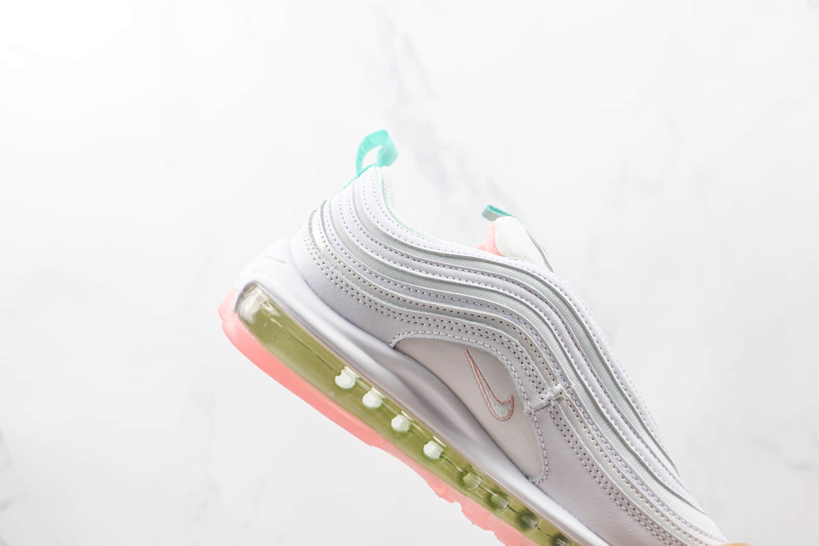 耐克Nike Air Max 97纯原版本白粉色子弹头Max97气垫鞋原鞋开模一比一 货号:DJ1498-100