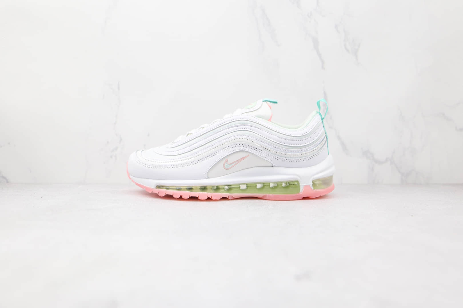 耐克Nike Air Max 97纯原版本白粉色子弹头Max97气垫鞋原鞋开模一比一 货号:DJ1498-100
