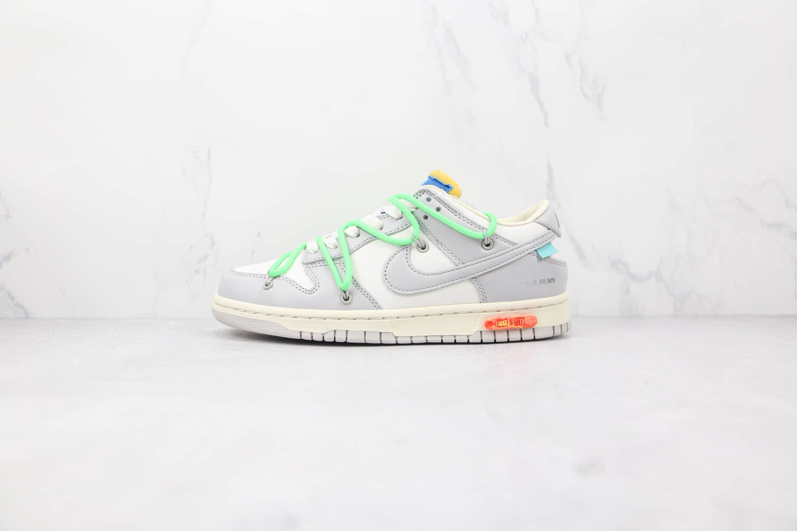 耐克Nike Dunk Low 50 x Off-White联名款纯原版本低帮皮面灰白绿色橙黄色标“2650”板鞋原盒原标 (ID:77289) - 图片1