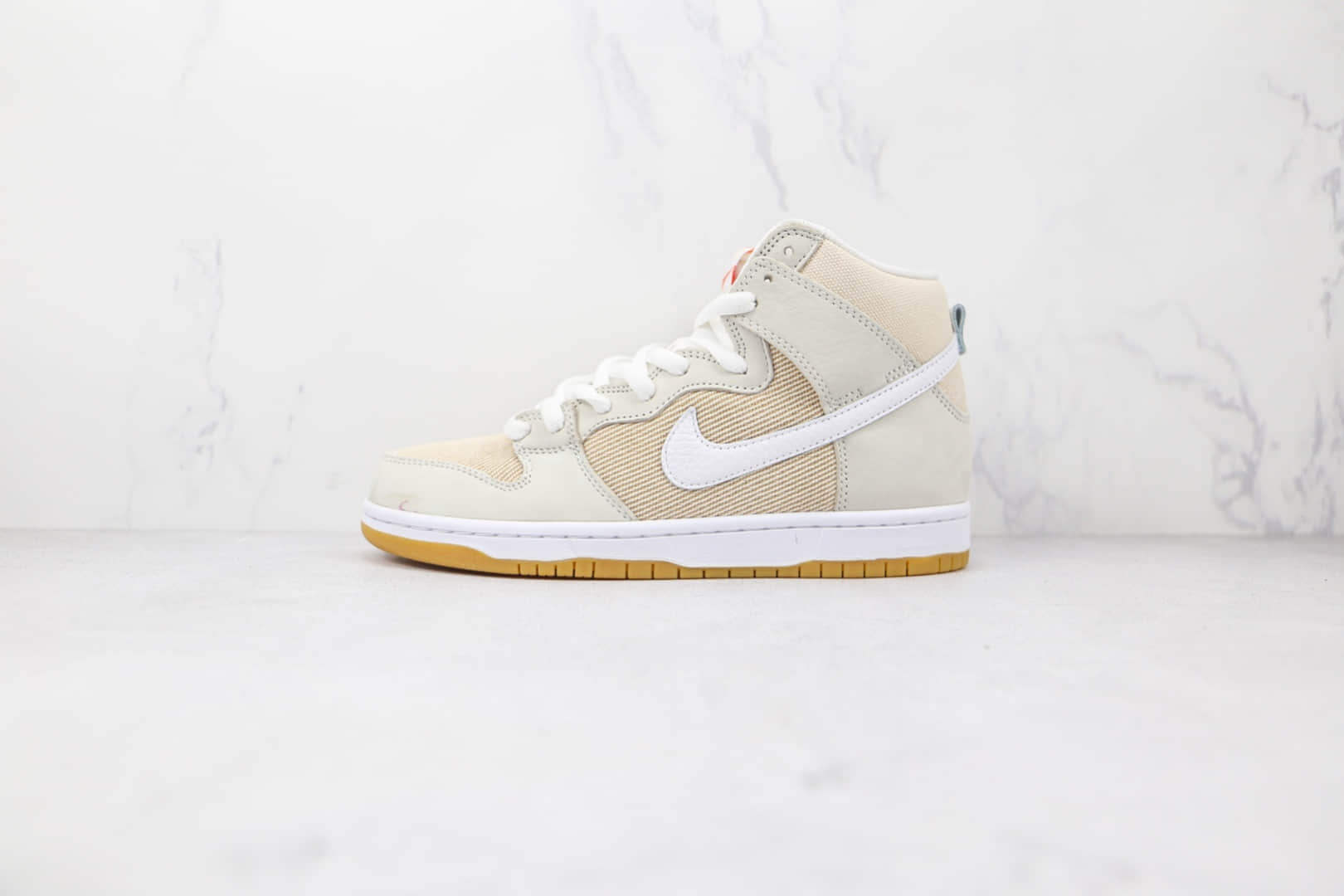 耐克Nike SB Dunk High Unbleached Pack纯原版本高帮SB DUNK布面白黄亚麻色板鞋原档案数据开发 货号:DA9626-100