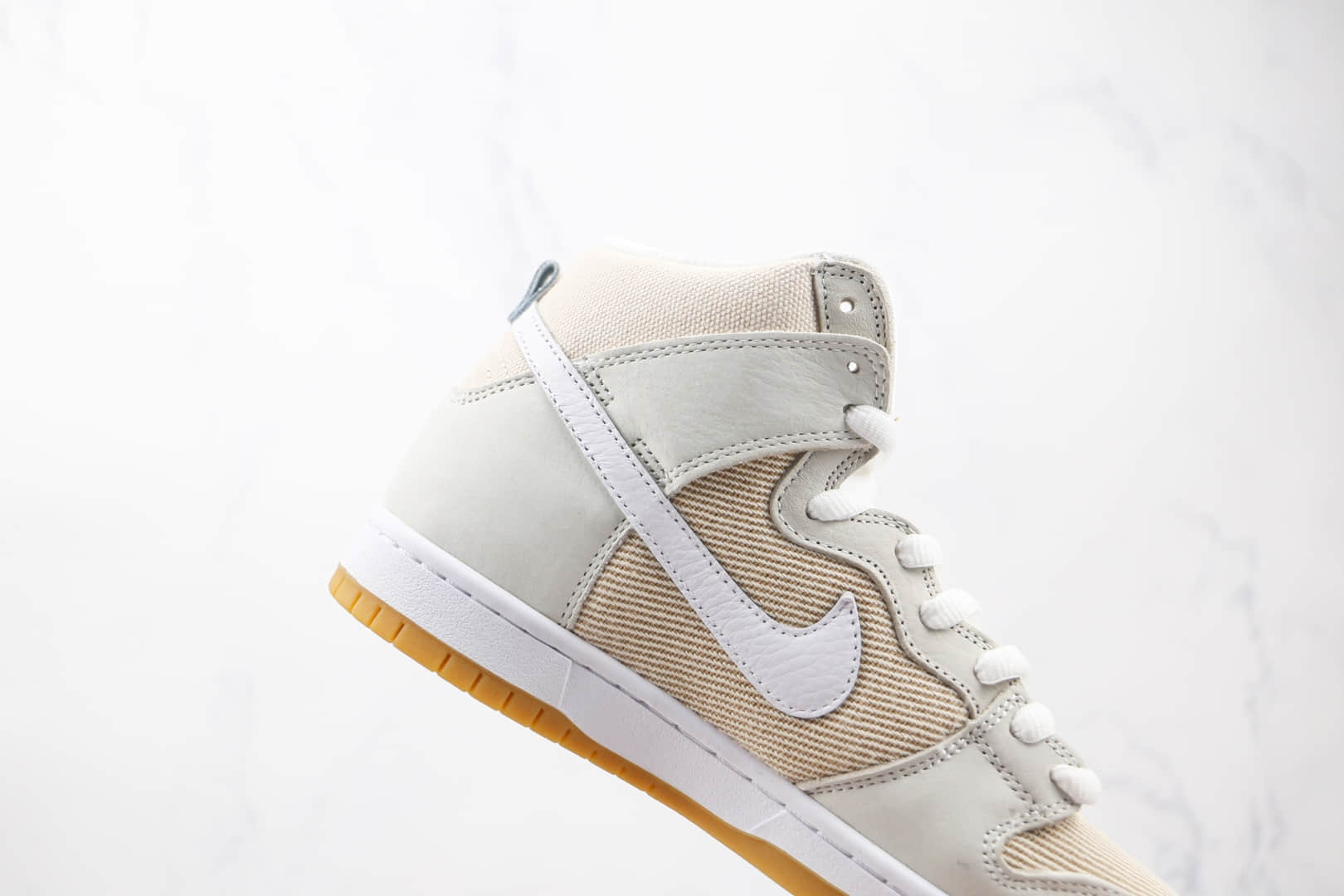 耐克Nike SB Dunk High Unbleached Pack纯原版本高帮SB DUNK布面白黄亚麻色板鞋原档案数据开发 货号:DA9626-100