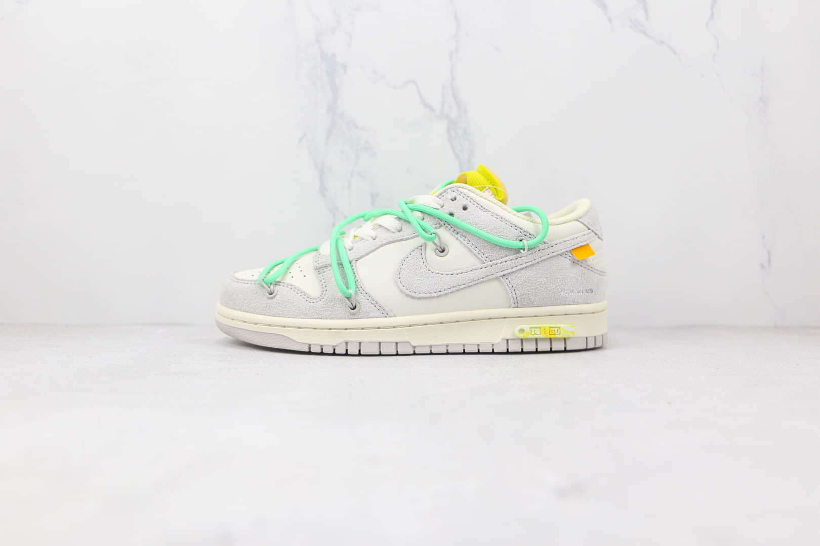 耐克Nike Dunk Low 50 x Off-White联名款纯原版本低帮DUNK麂皮灰白绿色板鞋原档案数据开发 (ID:77531) - 图片1