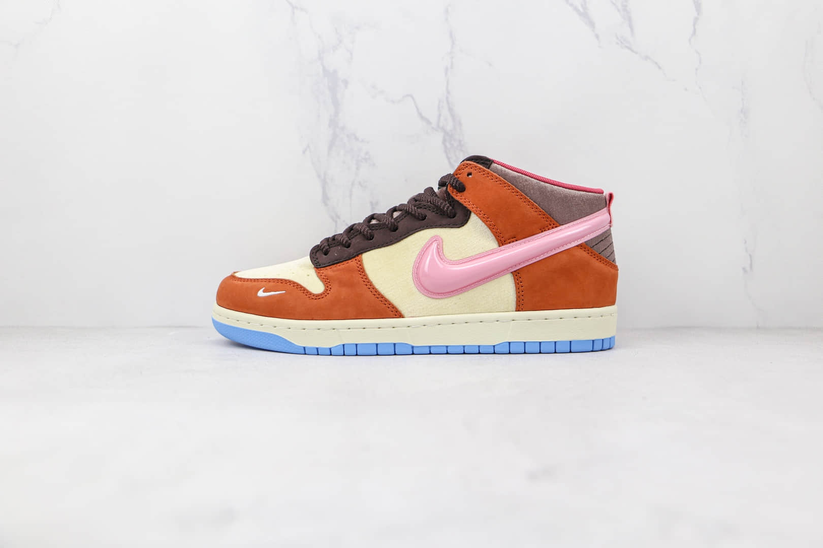 耐克Nike SB Dunk Mid x Social Status联名款纯原版本中帮SB DUNK巧克力牛奶果冻钩棕白粉色板鞋原盒原标 (ID:77539) - 图片1