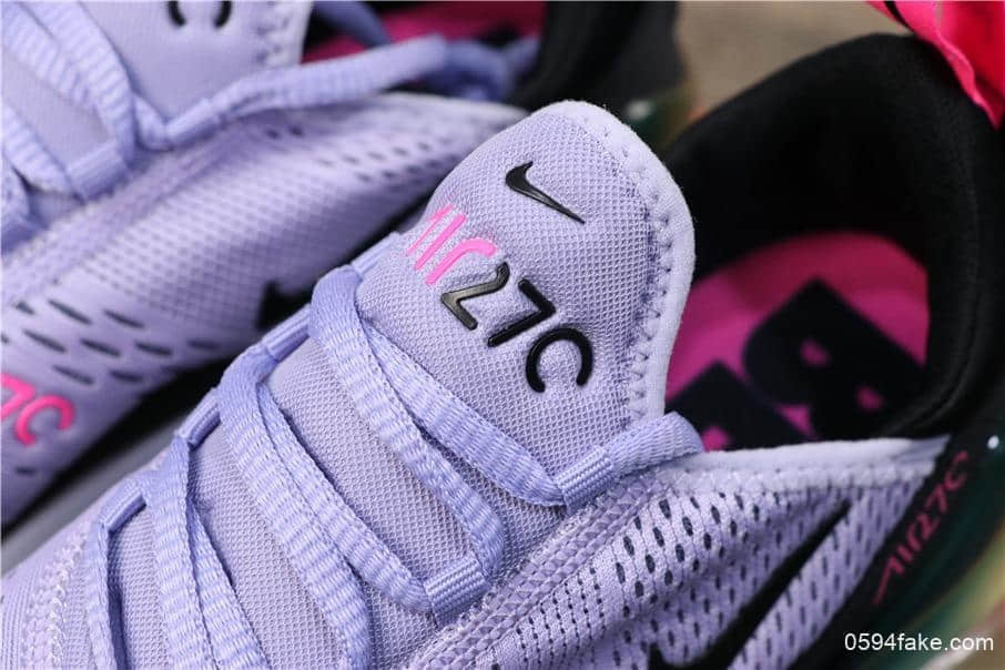 耐克Nike Air Max 270 BETRUE公司级版本270半掌大气垫减震耐磨镭射网眼紫彩虹休闲运动鞋 货号:AR0344-500