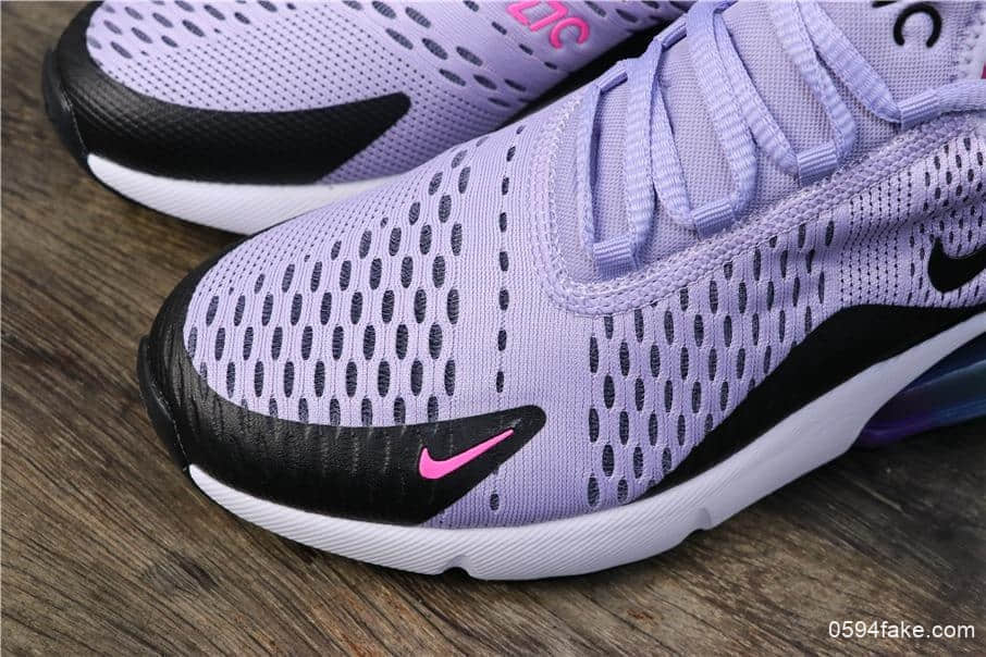 耐克Nike Air Max 270 BETRUE公司级版本270半掌大气垫减震耐磨镭射网眼紫彩虹休闲运动鞋 货号:AR0344-500
