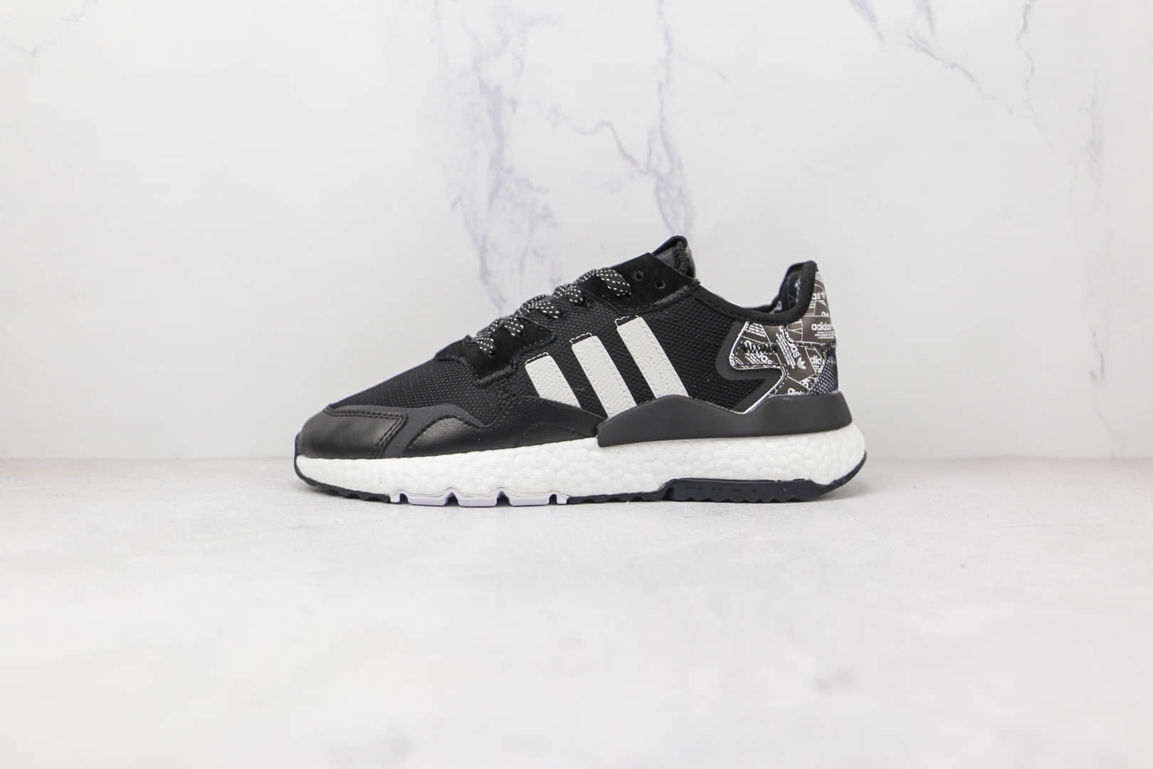 阿迪达斯Adidas Nite Jogger 2021 Boost纯原版本夜行者一代三叶草黑白色爆米花跑鞋原盒原标 货号:FW6689
