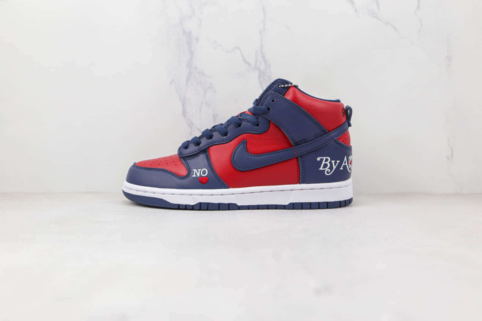 耐克Nike SB Dunk High By Any Means x Supreme联名款纯原版本高帮SB DUNK蓝红色爱心板鞋原档案数据开发 (ID:77964) - 图片1