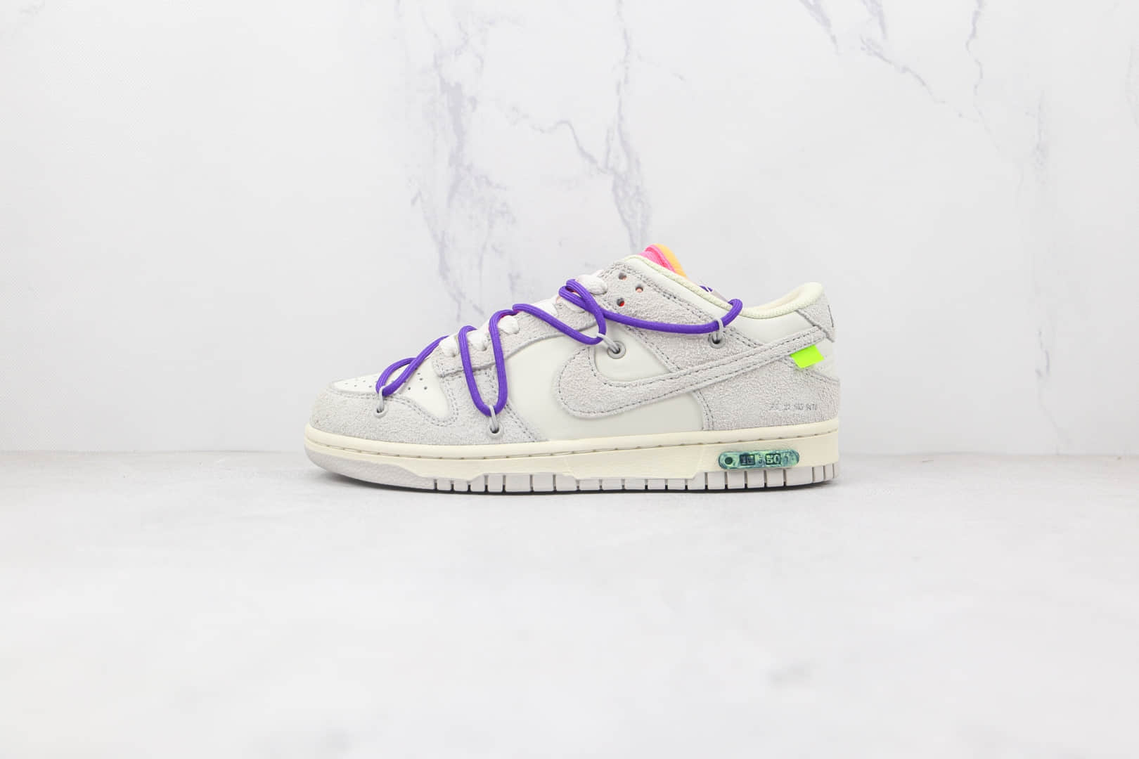 耐克Nike Dunk Low 50 x Off-White联名款纯原版本麂皮灰白紫色绿标板鞋原楦头纸板打造 货号:DJ0950-101