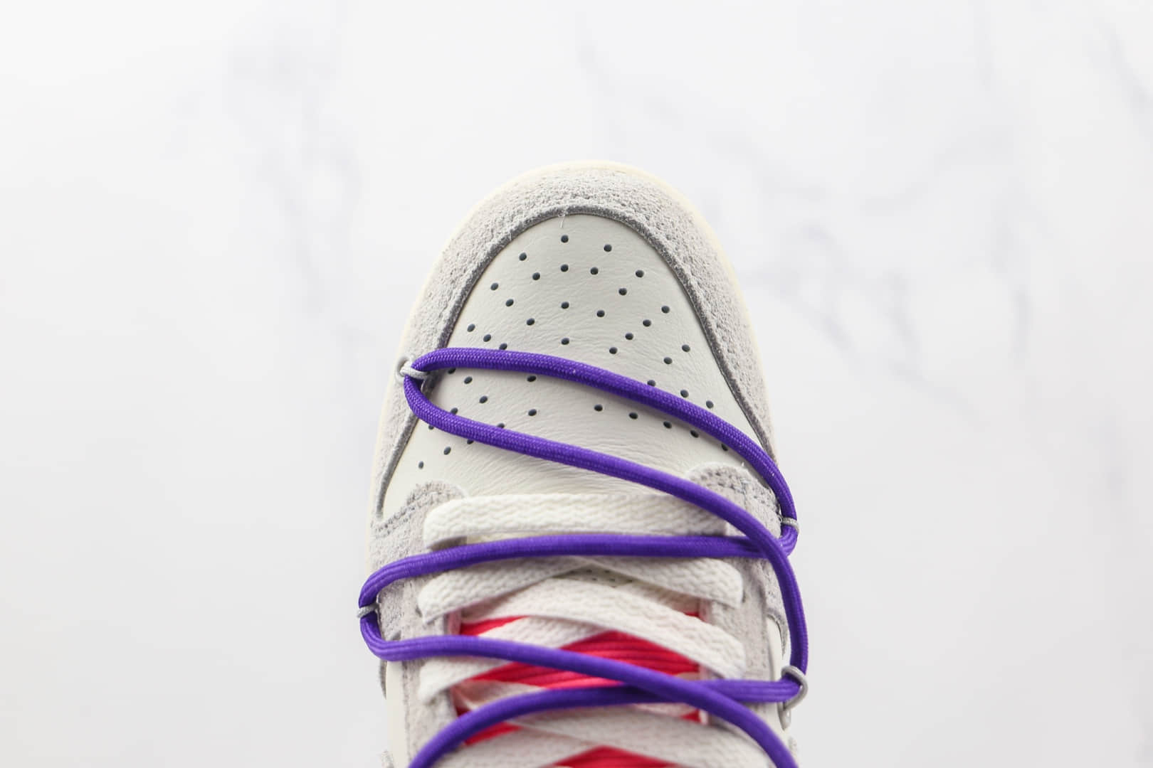 耐克Nike Dunk Low 50 x Off-White联名款纯原版本麂皮灰白紫色绿标板鞋原楦头纸板打造 货号:DJ0950-101