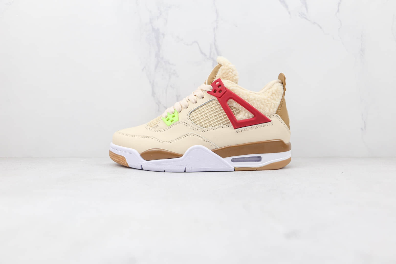 乔丹Air Jordan 4 GS Where The Wild Things Are纯原版本卡其色羊绒鸳鸯AJ4篮球鞋原盒原标 (ID:78850) - 图片1