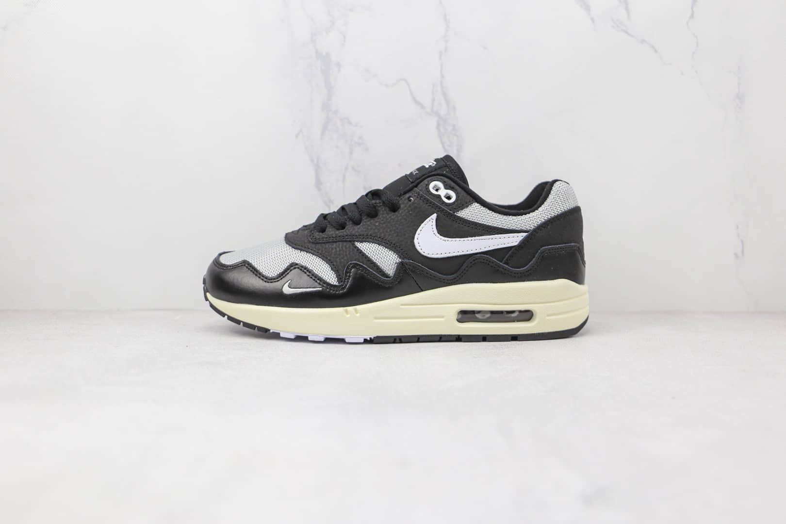 耐克Nike Air Max 1 Monarch 1 x Patta联名款纯原版本黑灰色波浪纹Max1气垫鞋原楦头纸板打造 (ID:78972) - 图片1