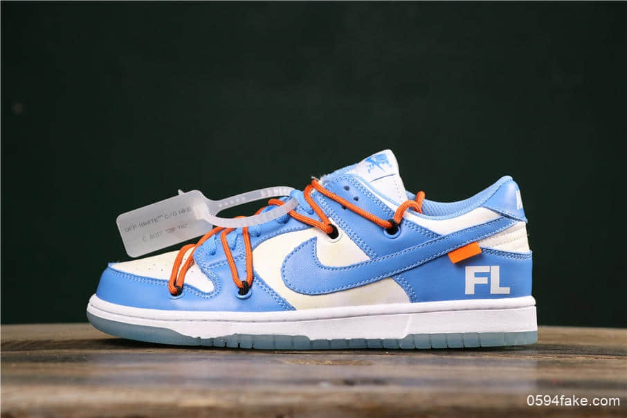 耐克OFF-WHITE x Futura x Nike Dunk公司级版本三方联名低帮AJ1北卡蓝配色 (ID:7902) - 图片1