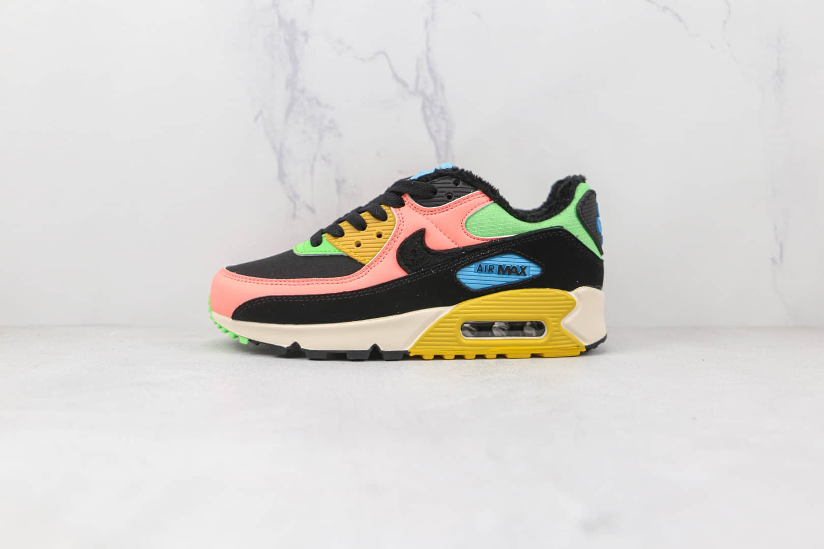 耐克Nike Air Max 90公司级版本复古气垫跑鞋黑粉绿色原盒原标 (ID:79263) - 图片1
