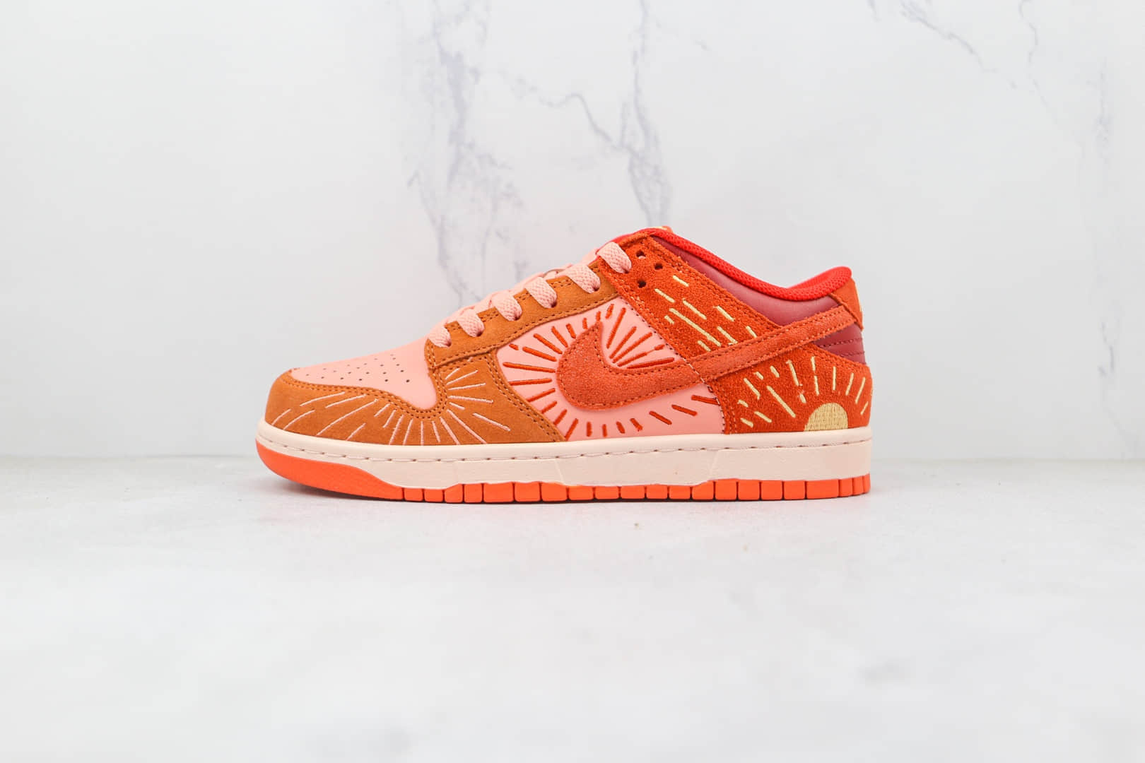 耐克Nike Dunk Low NH “Winter Solstice”Orange-Crimson BlissNike Dunk Low纯原版本低帮DUNK冬至限定落日刺绣夕阳红脏橙色板鞋原盒原标 (ID:79646) - 图片1