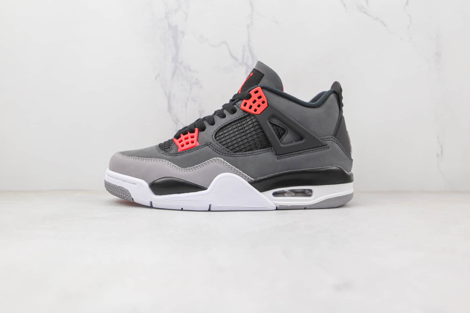 乔丹Air Jordan 4 Retro Infrared纯原版本黑灰色AJ4灰水泥红外线篮球鞋原楦头纸板打造 (ID:80064) - 图片1