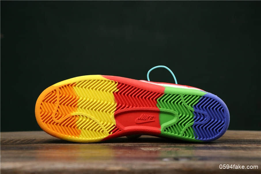 耐克Nike Blazer Bruin Low QS彩虹底米白纯原版本内置Zoom气垫低帮开拓者休闲板鞋 货号:AA1057-106