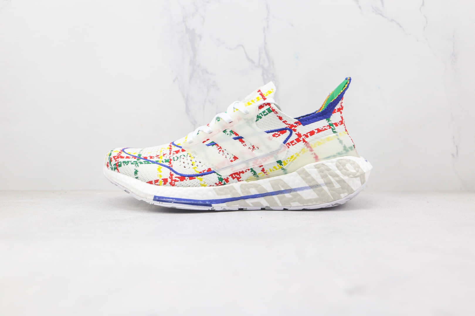 阿迪达斯adidas ultra boost 2021纯原版本彩色线条UB7.0爆米花跑鞋原楦头纸板打造 货号:GY5556
